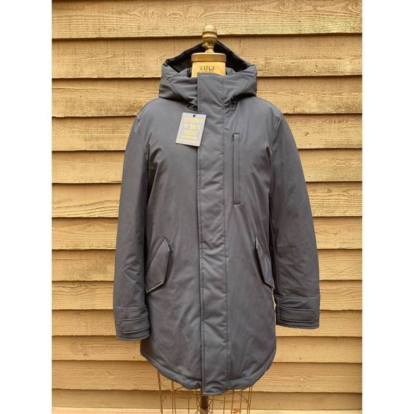 Woolrich Mens stretch Military Parka dark Navy Blue Medium NWT